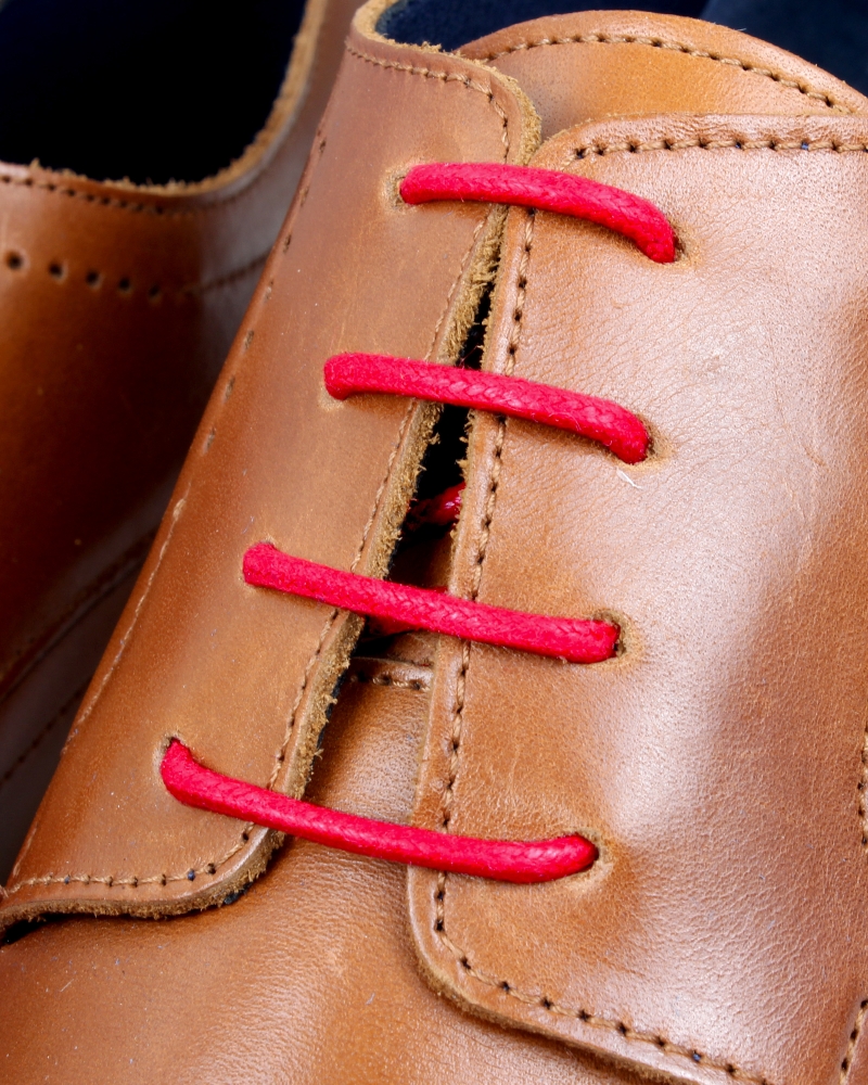Round and waxed end laces, fire red - 3
