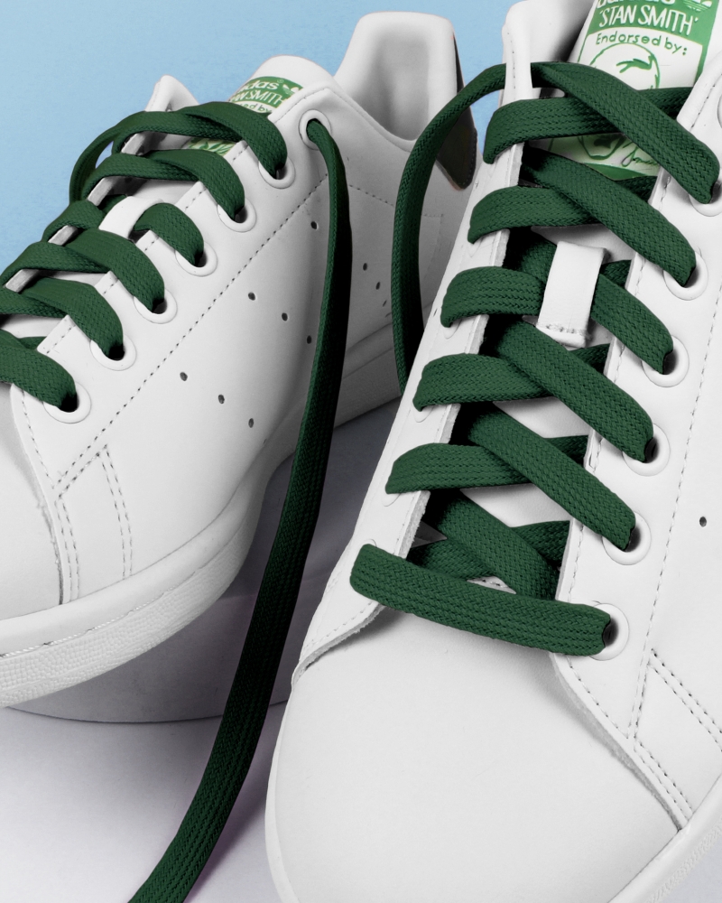 Flat and wide laces, pine green - 3