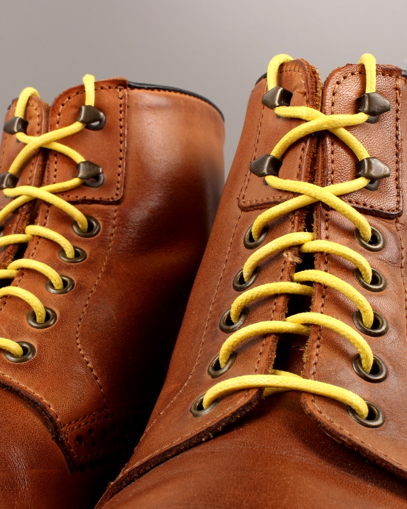 Round and waxed end laces, lemon yellow - 4
