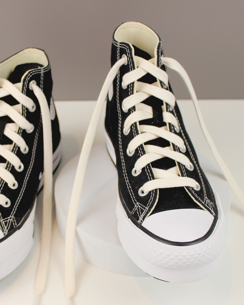 Flat and wide laces, white cream - 4
