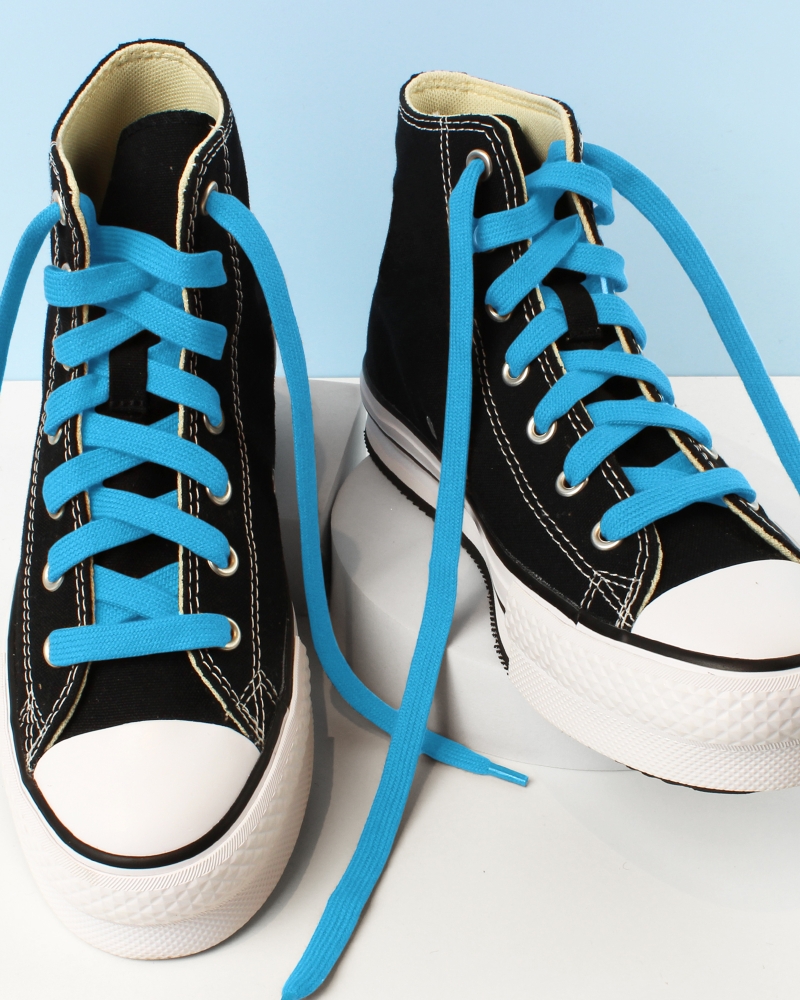 Flat and wide laces, parrot blue - 4