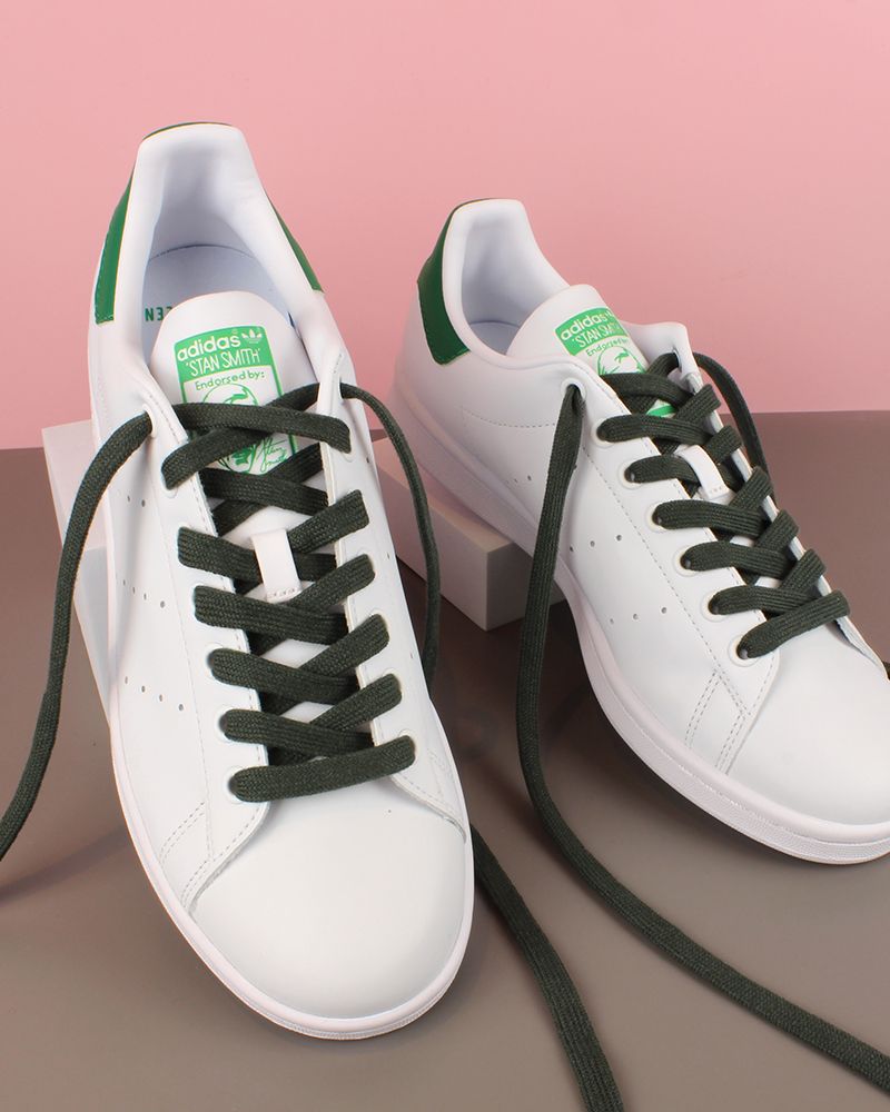 Flat and wide laces, pine green - 4