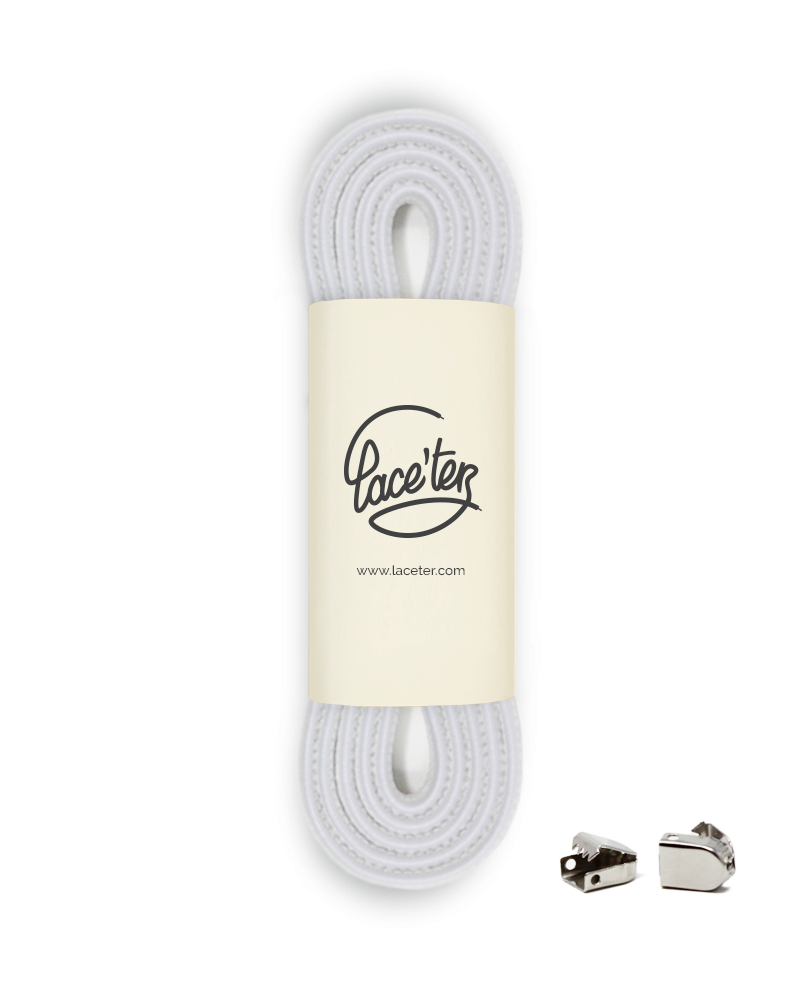 White elastic shoelaces for trainers - 1