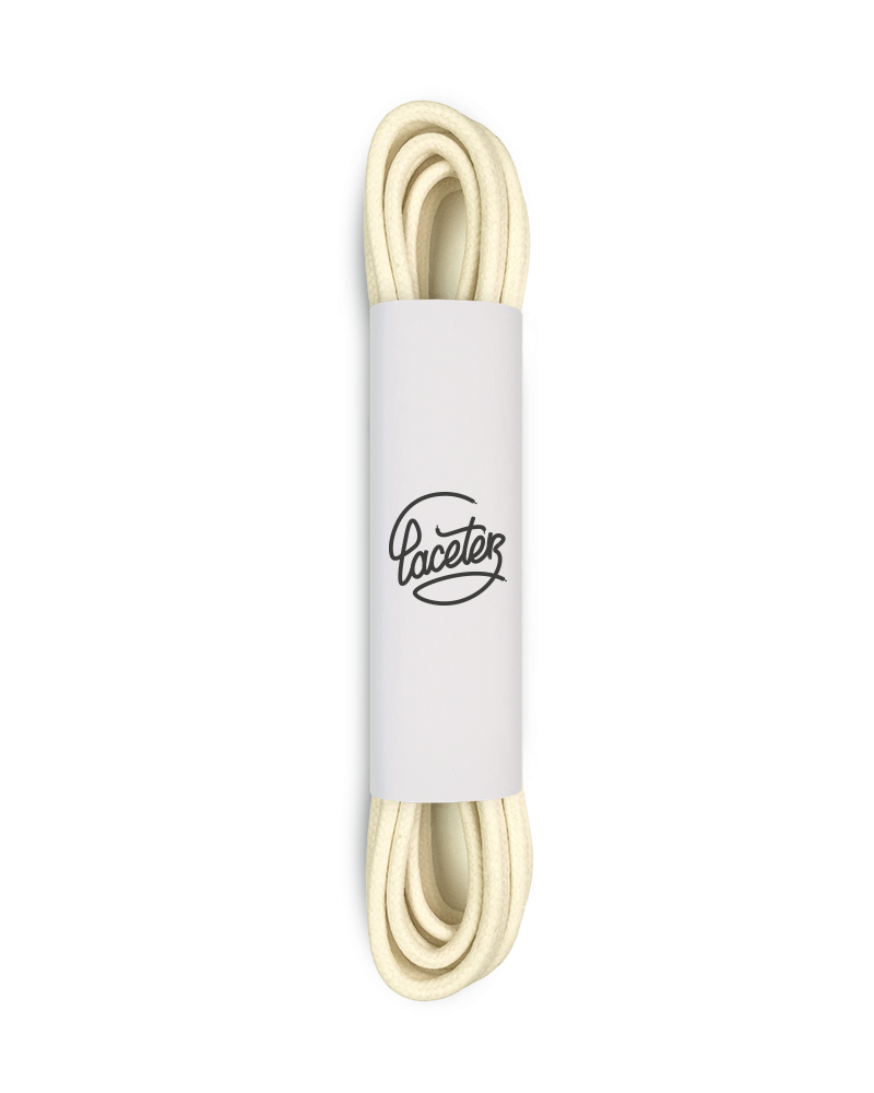 Lacets ronds et fins cirés, blanc nougat - 1