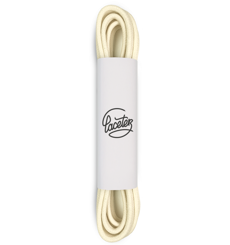 Lacets ronds et fins cirés, blanc nougat - 1