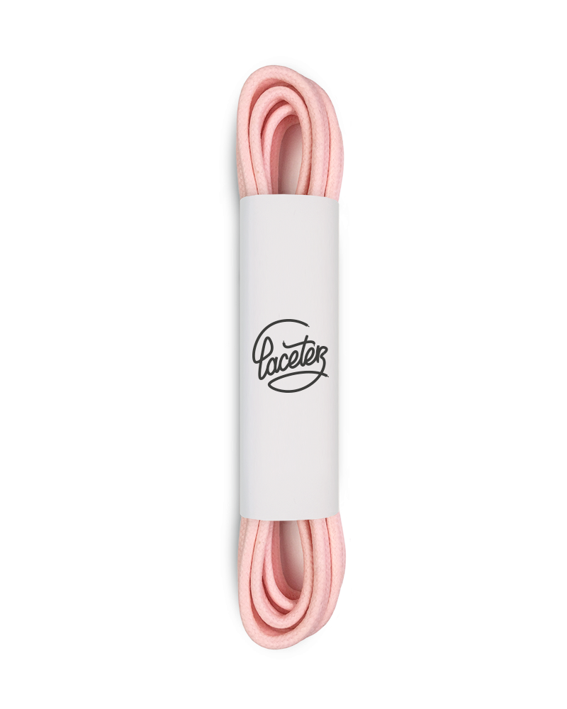 Lacets ronds et fins cirés, rose chamallow - 1