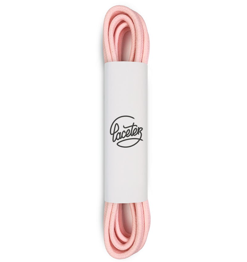 Lacets ronds et fins cirés, rose chamallow - 1