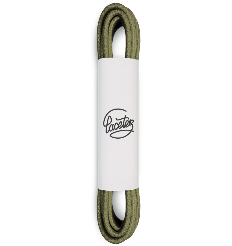 Lacets ronds et fins cirés, vert olive - 1