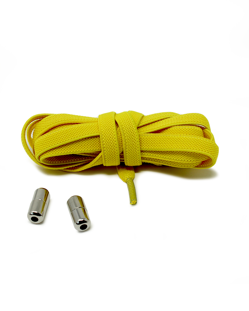 Lacets élastiques jaune pour basket - 1