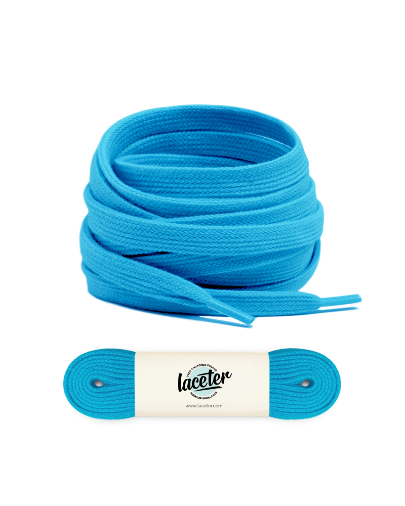 Flat and wide laces, parrot blue - 1