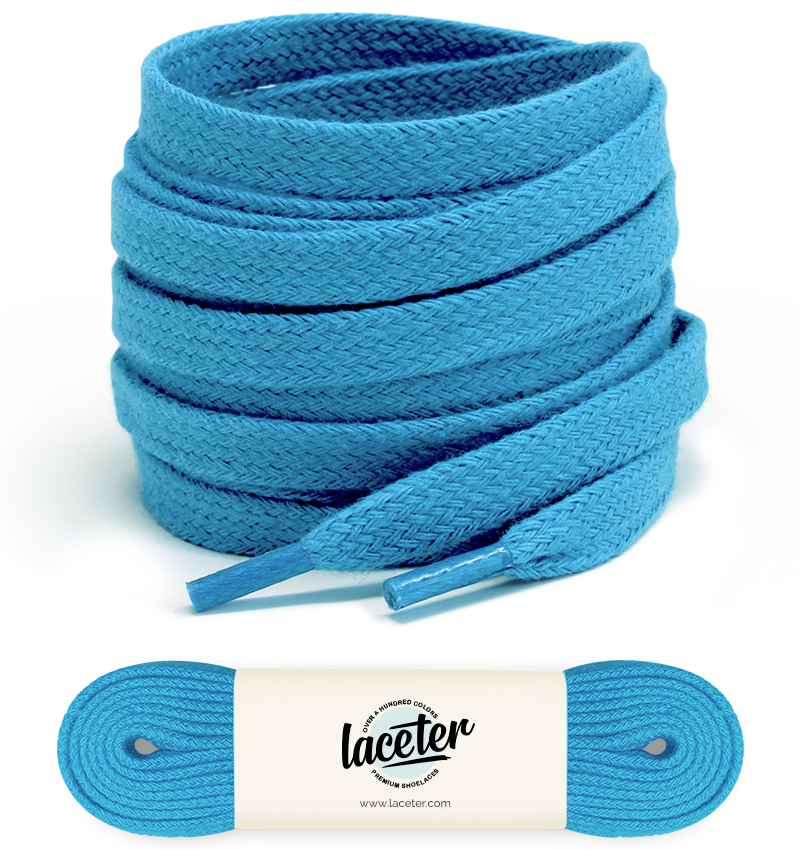 Flat and wide laces, parrot blue - 1