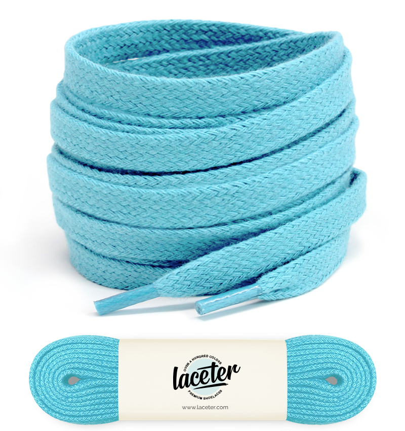Lacets plats, bleu turquoise - 1