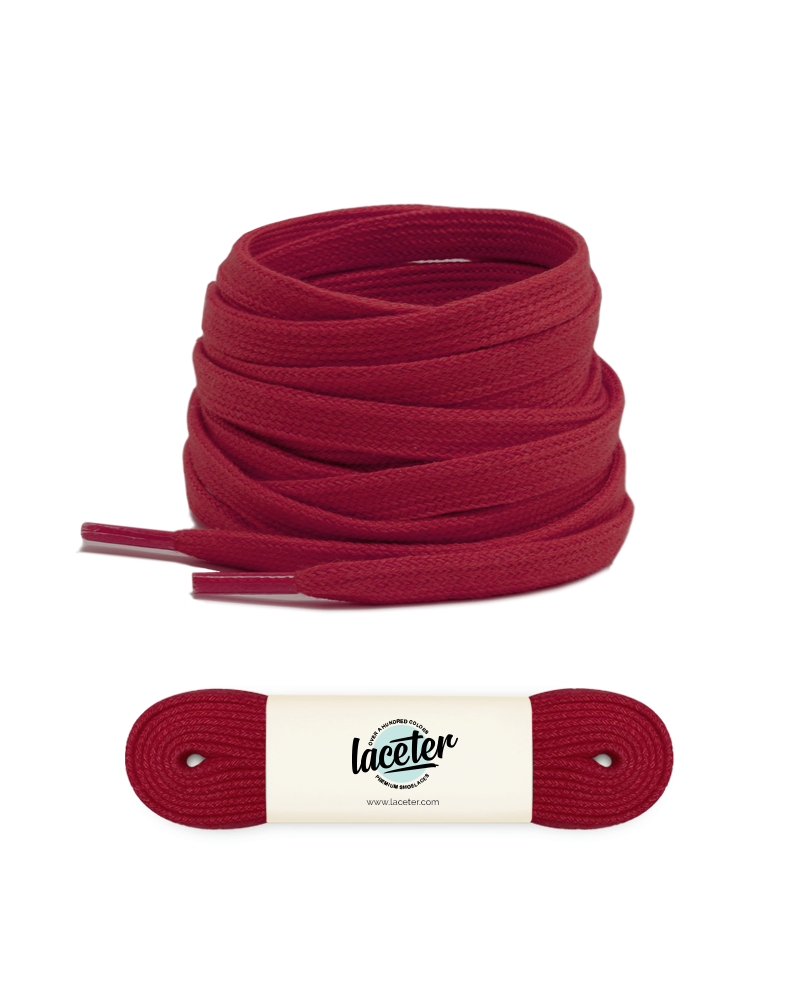 Flat and wide laces, grape red - 1