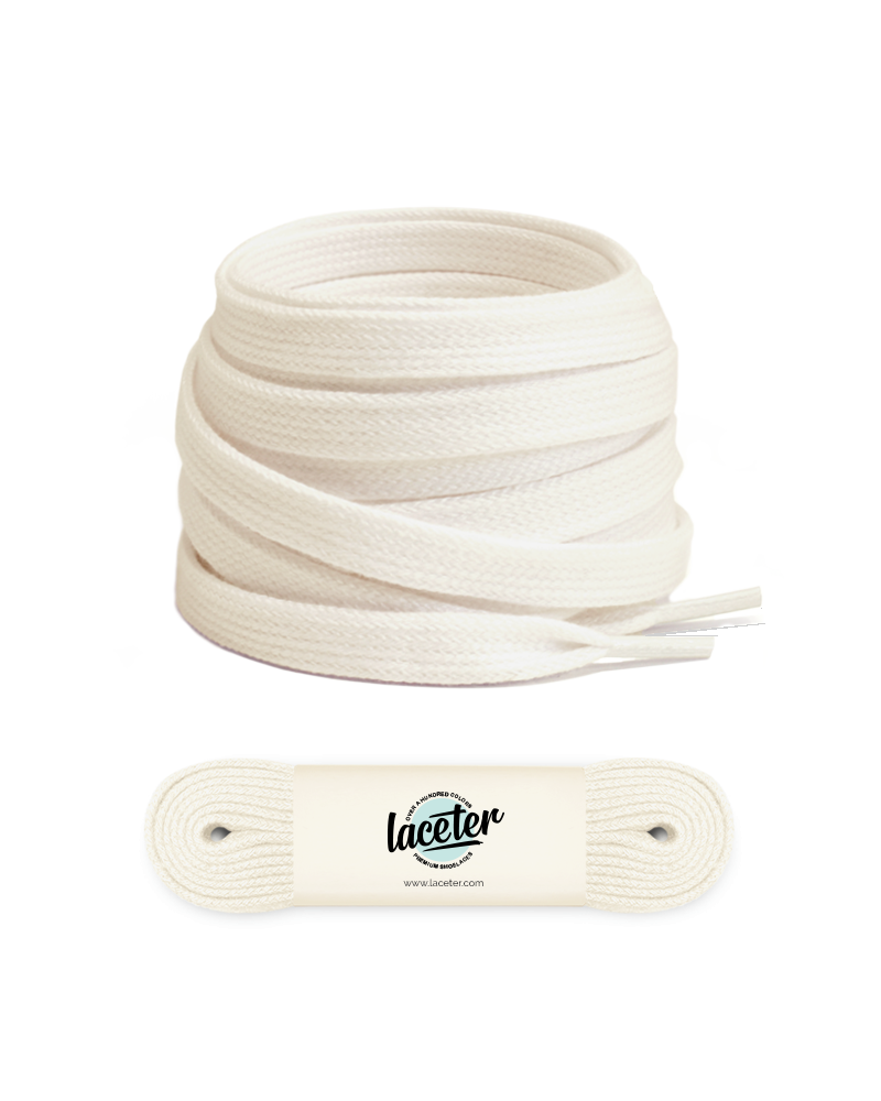 Flat and wide laces, white cream - 1