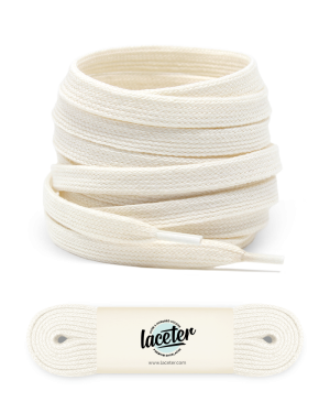 Flat and wide laces, white cream