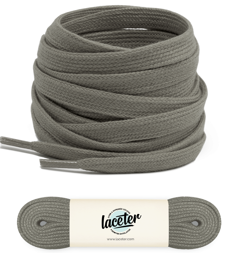 Flat and wide laces, army gray - 1