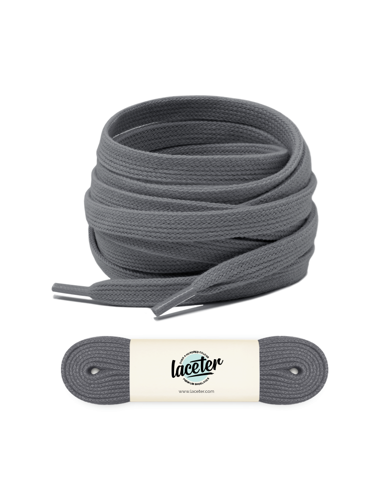 Flat and wide laces, mouse grey - 1