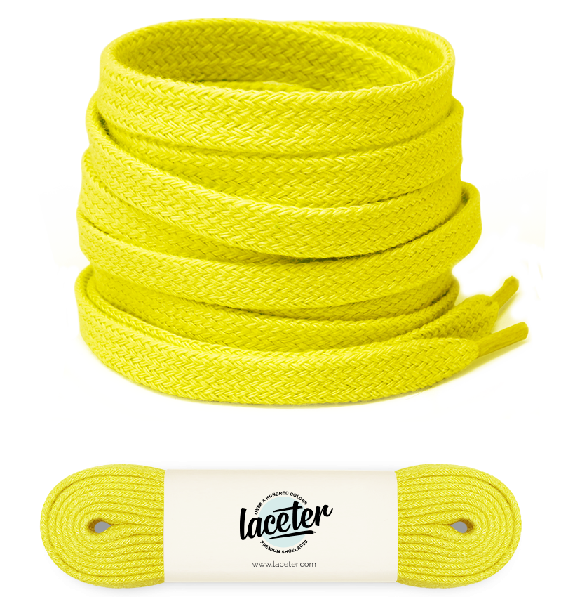 Lacets plats, jaune poussin - 1