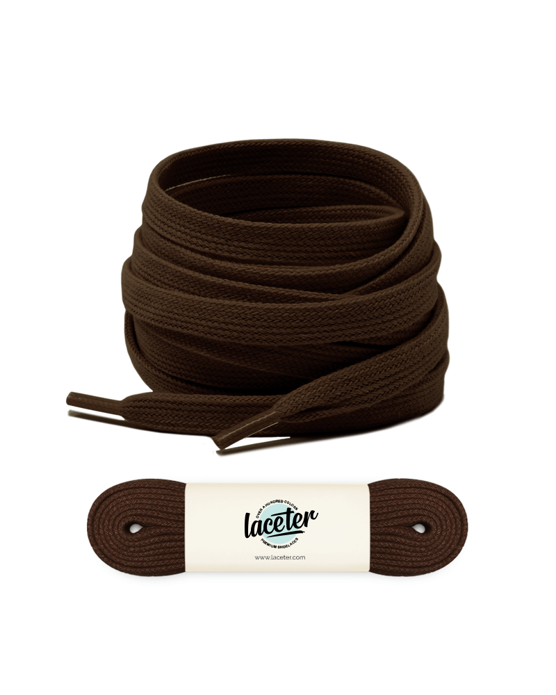 Flat and wide laces, cocoa brown - 1