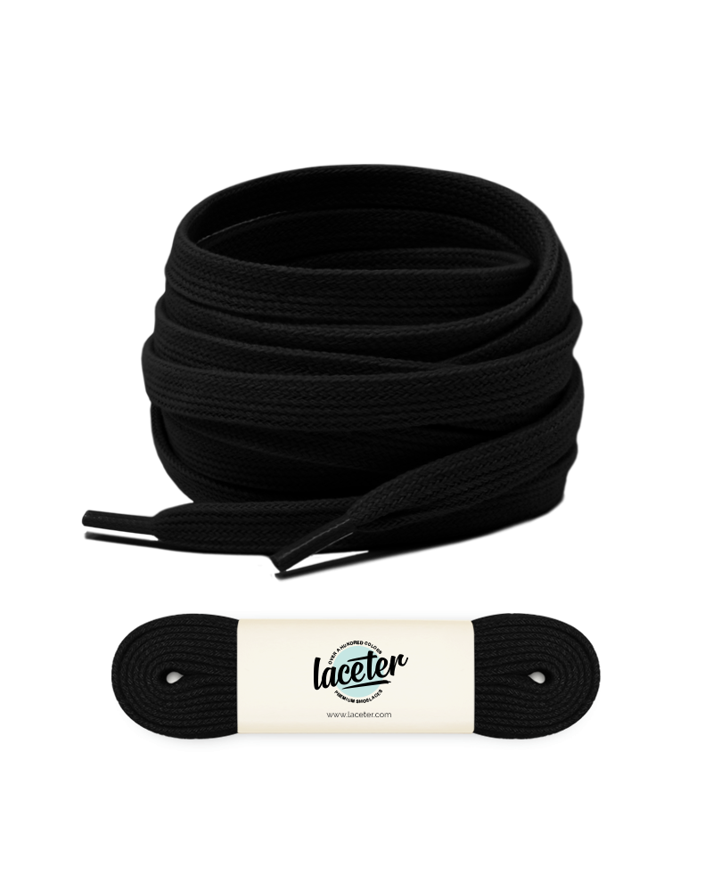 Flat and wide laces, black liquorice - 1