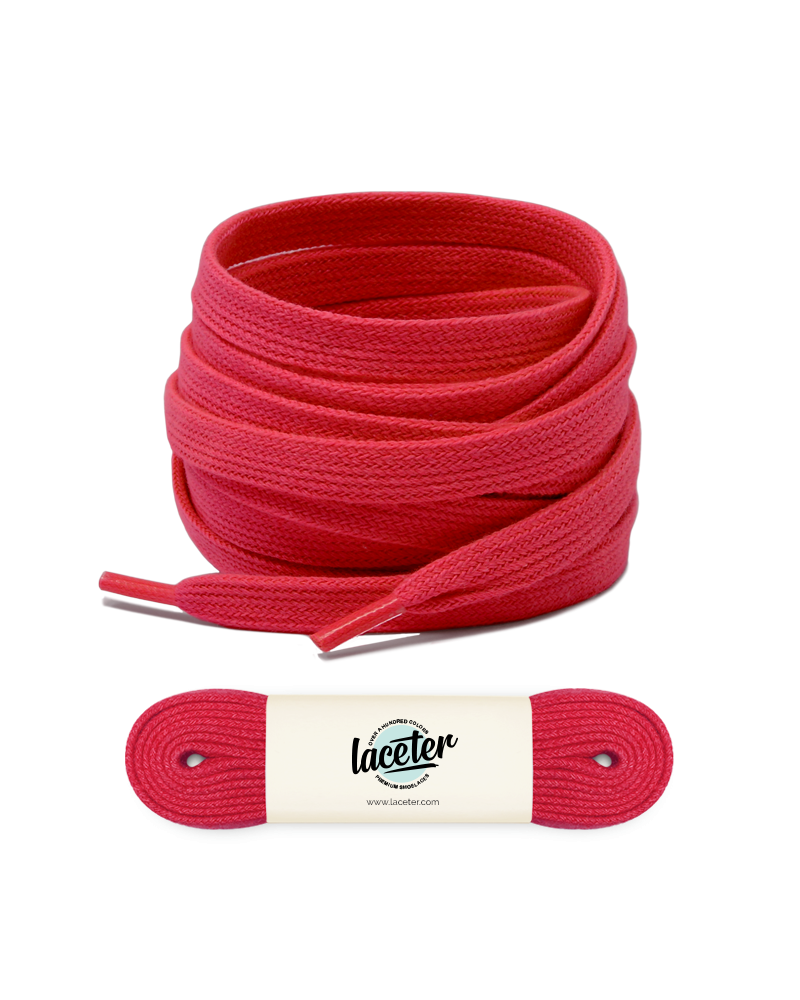 Flat and wide laces, strawberry red - 1