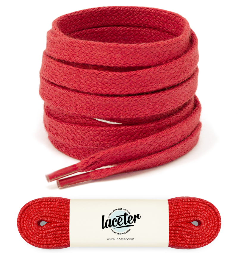 Flat and wide laces, strawberry red - 1