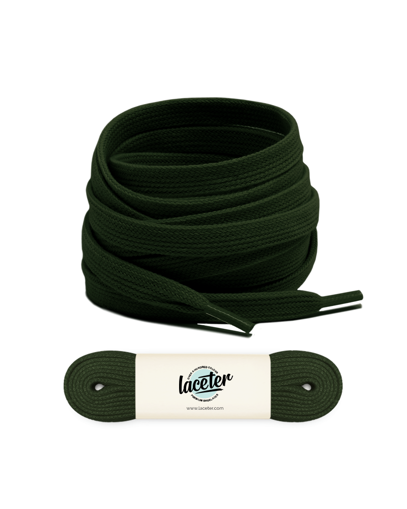 Flat and wide laces, pine green - 1