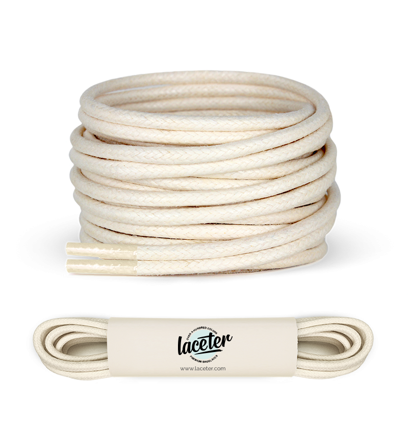 Lacets ronds et fins cirés, blanc nougat - 1