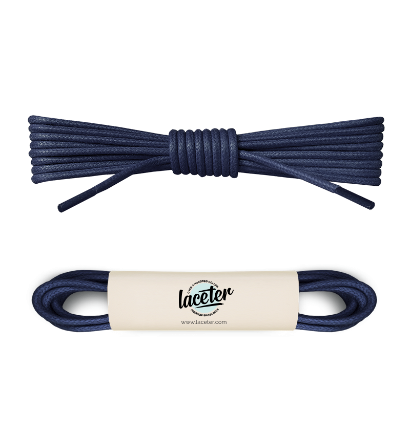 Lacets ronds et fins cirés, bleu cosmos - 1