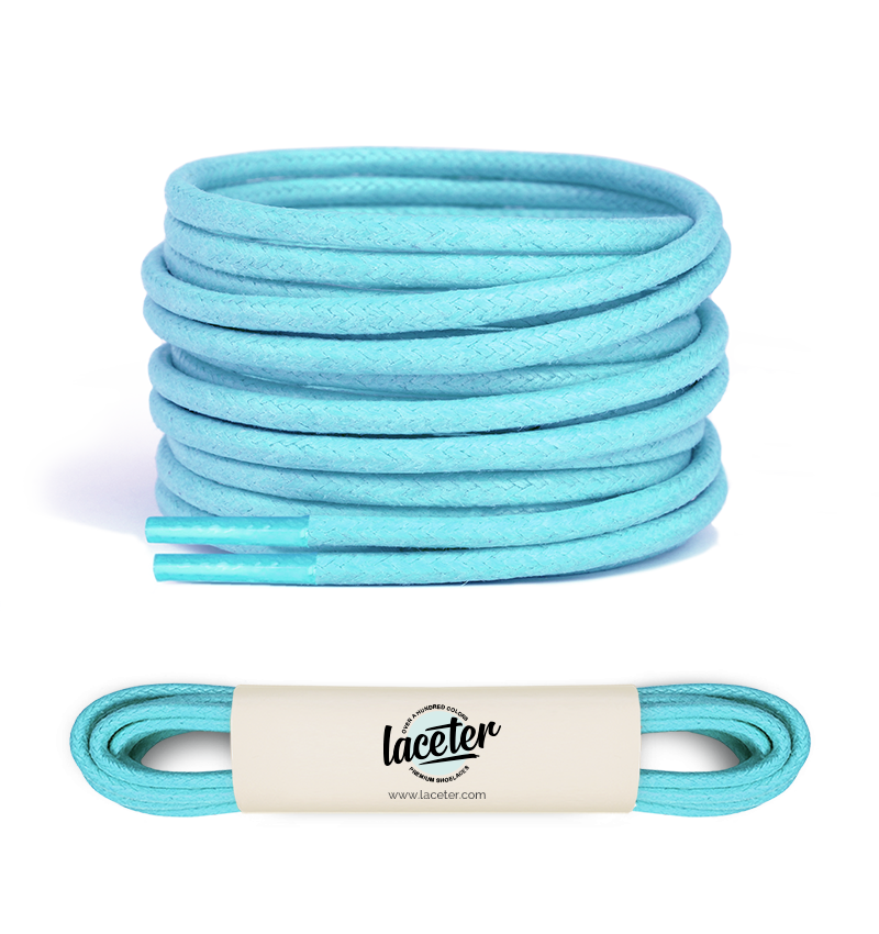 Lacets ronds et fins cirés, bleu caraïbe - 1