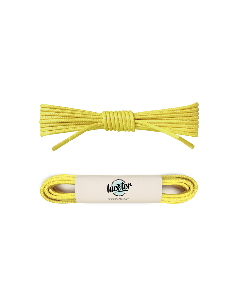 Round and waxed end laces, lemon yellow - 1