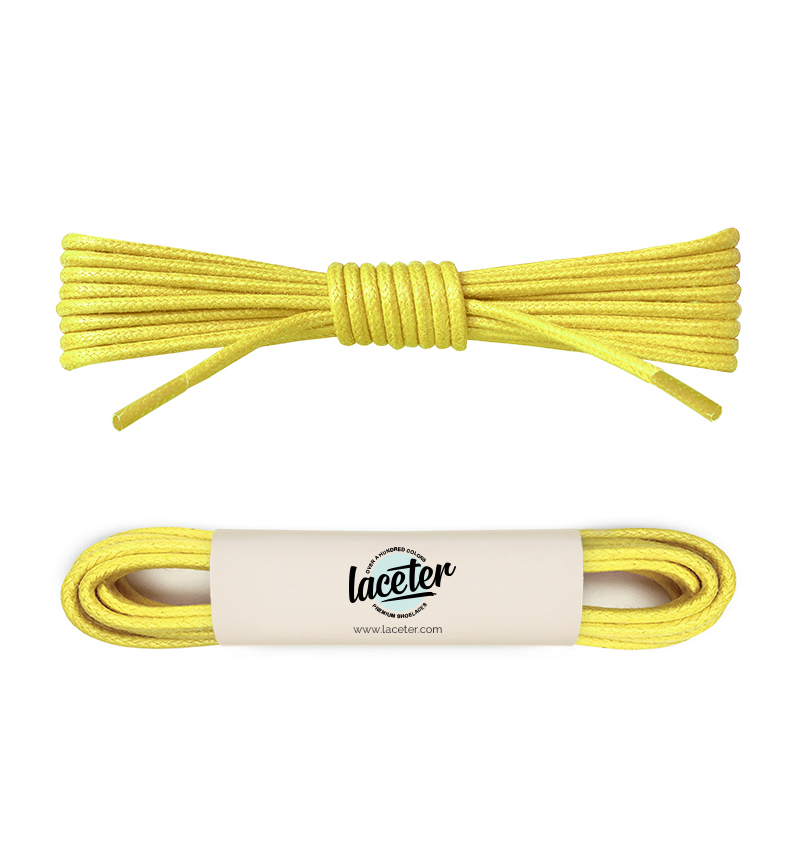Lacets ronds et fins cirés, jaune citron - 1