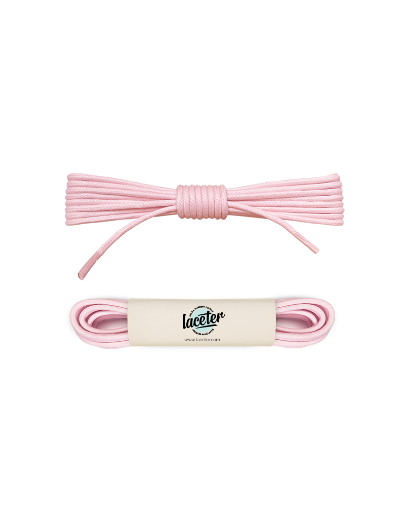 Round and waxed end laces, pink marshmallow - 1