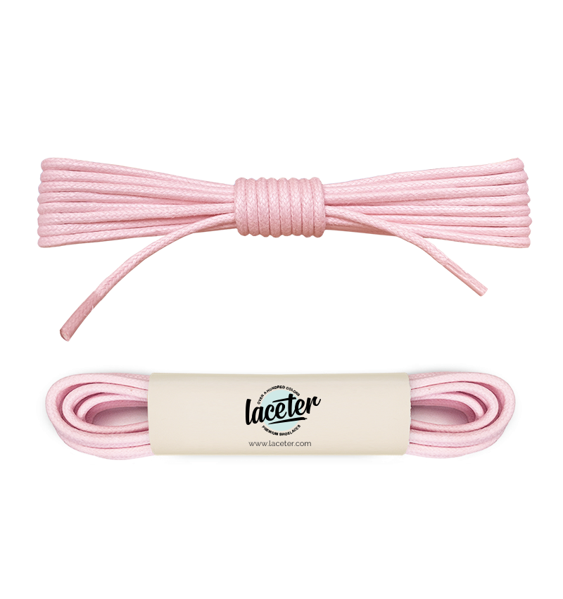 Lacets ronds et fins cirés, rose chamallow - 1