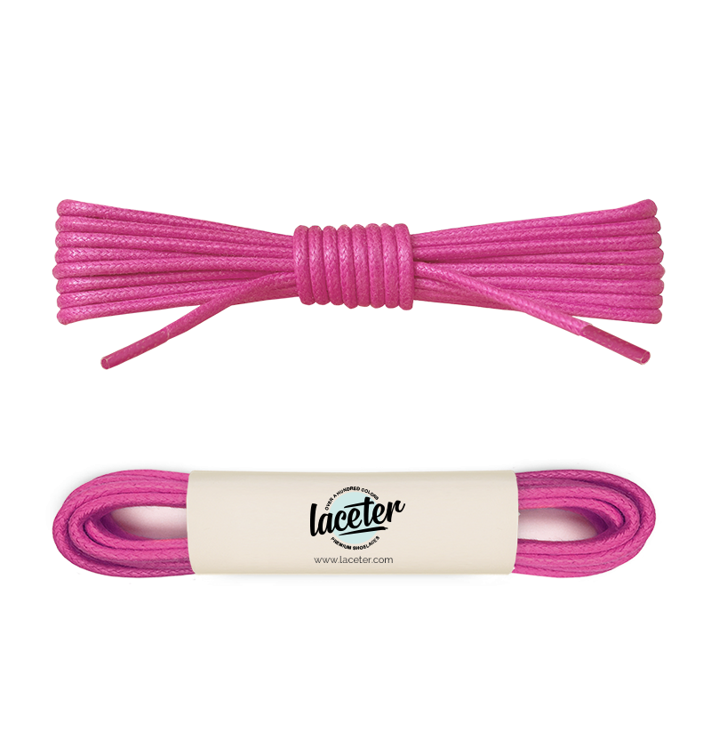 Lacets ronds et fins cirés, rose fuchsia - 1