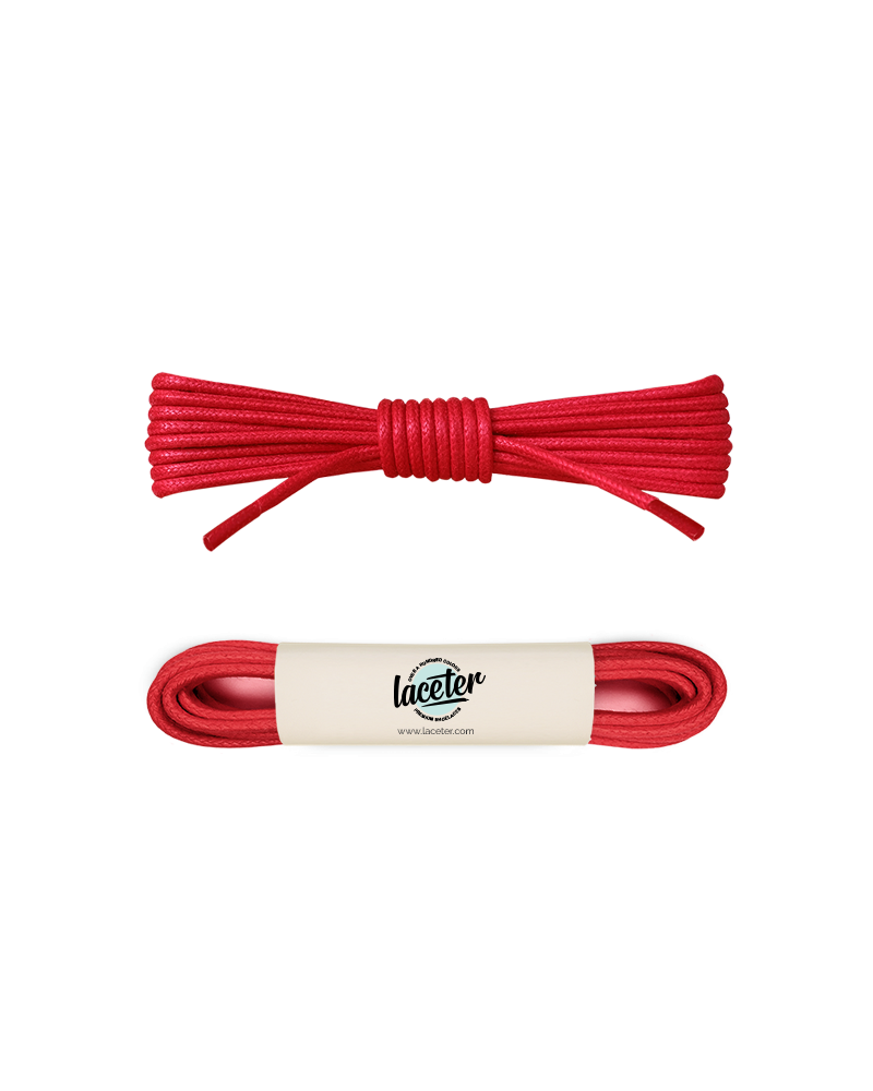 Round and waxed end laces, fire red - 1