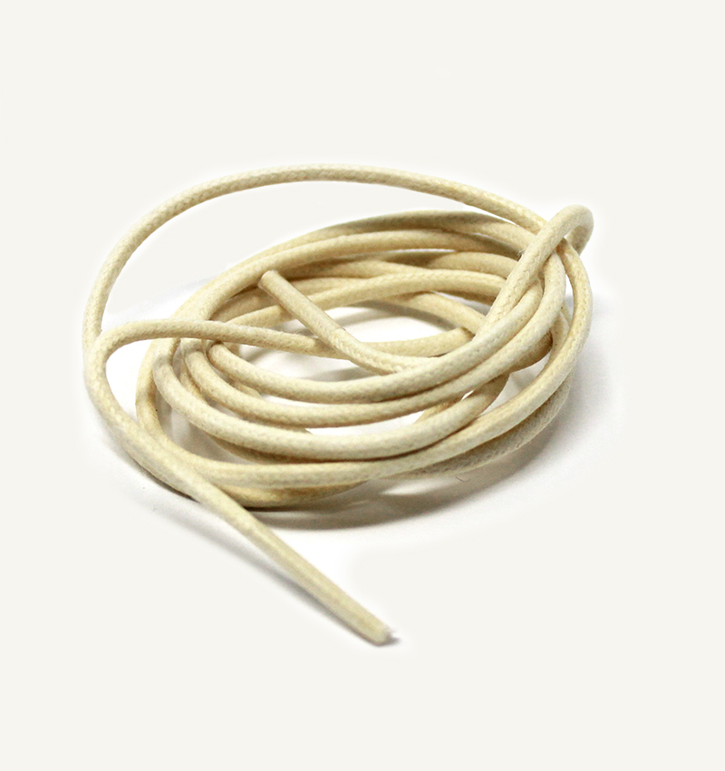 Lacets ronds et fins cirés, blanc nougat - 3