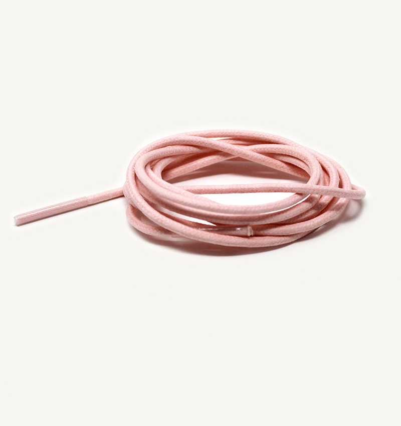 Lacets ronds et fins cirés, rose chamallow - 3
