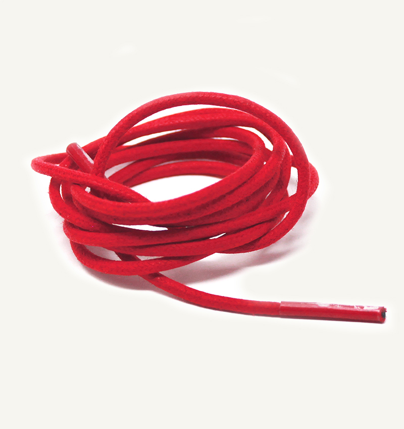Lacets ronds et fins cirés, rouge feu - 3