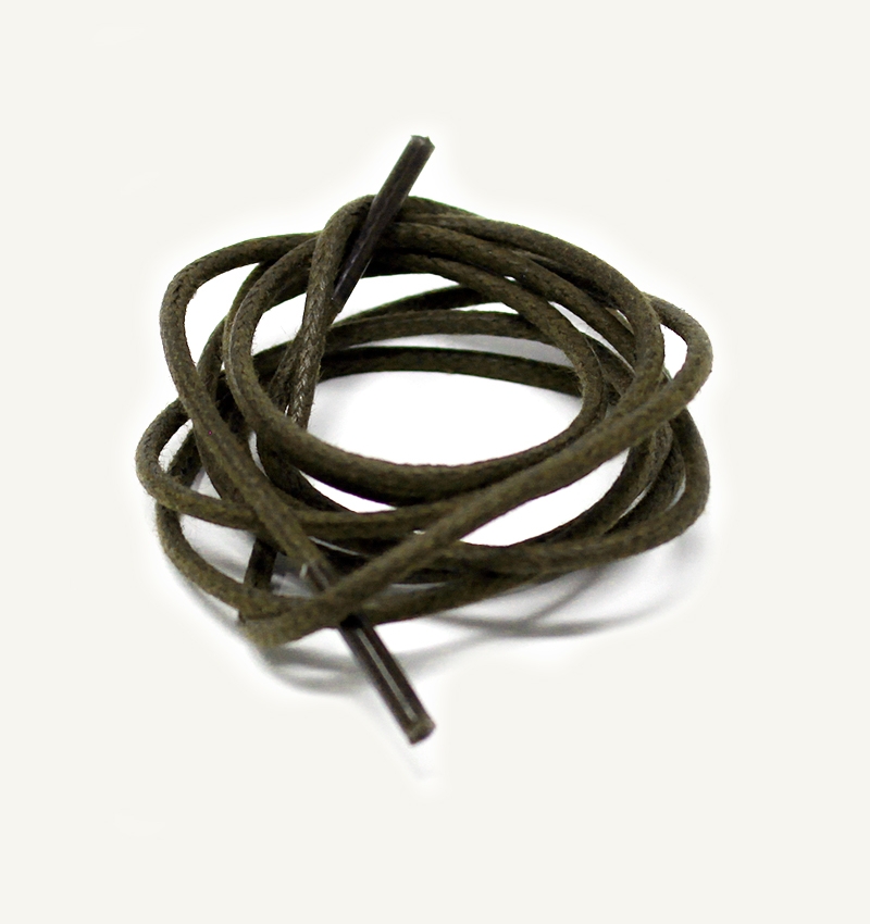 Lacets ronds et fins cirés, vert olive - 3