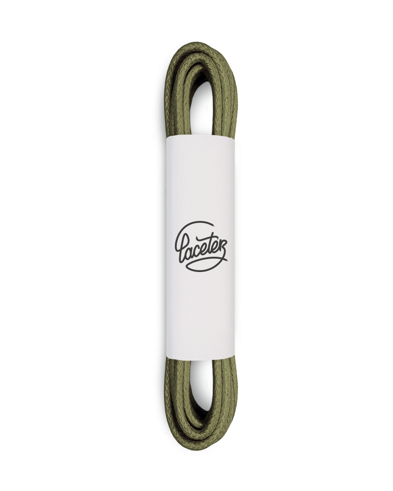 Lacets ronds et fins cirés, vert olive - 1