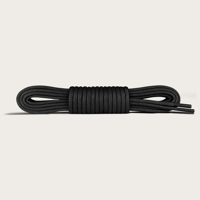 Lacets ronds et fins cirés, noir ébène